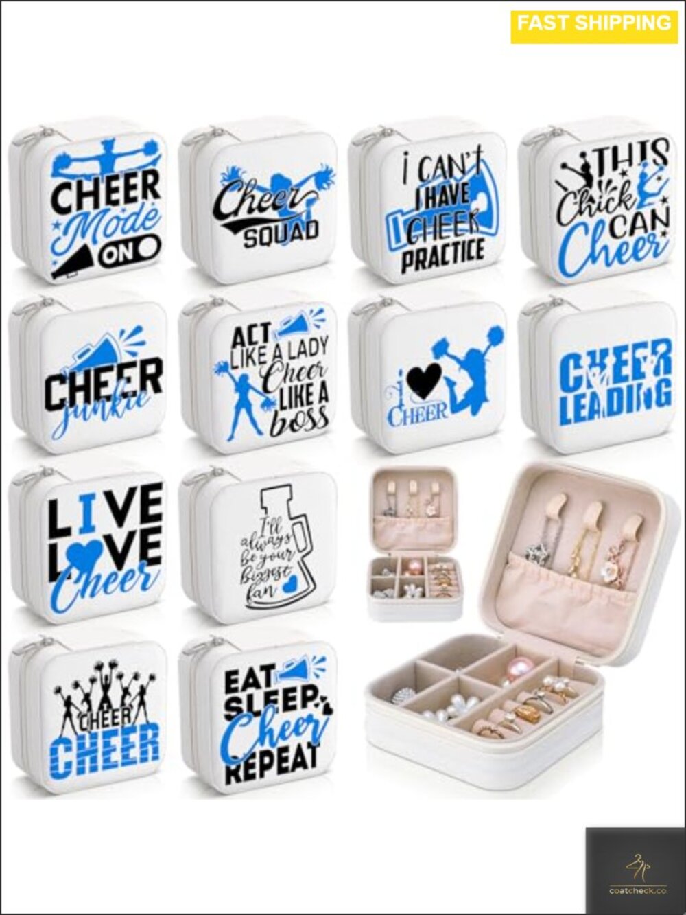 12 Pack Cheer Team Gift Jewelry Box PU Leather Travel Case